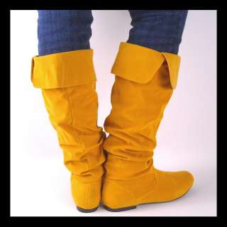 NEW YELLOW KNEE HIGH WOMENS SLOUCH BOOTS SIZE 8  