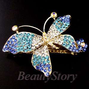   FREE SHIPPING rhinestone crystal butterfly hair barrette clip wedding