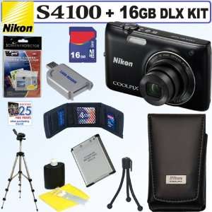 Nikon Coolpix S4100 14 MP Digital Camera (Black) + Nikon 