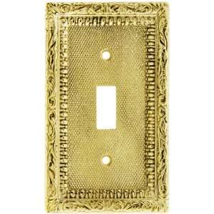  Victorian Single Toggle Switch Plate In Unlacquered Brass 