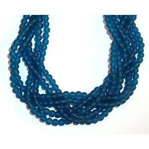 WHOLESALE Czech Glass 4mm Round Beads   Matte Capri Blue 