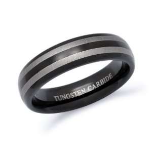   Black Plated Ring With Grey Stripes Design Sizes 7 to 13, 11 Jewelry