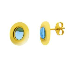  9ct Yellow Gold Blue Topaz Earrings Jewelry