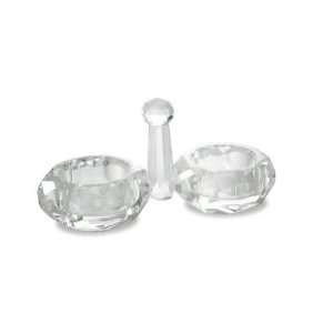   Crystal Salt Dish with Oval Bowls and Octagonal Shape