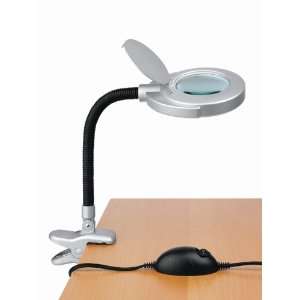   Shade / Black Gooesneck Finish Magnifier Clip On Lamp