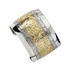   Exotic Gold tone and Silver tone Floral Cuff Bracelet   1/2 wide