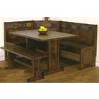   Birch Solid Wood Finish Breakfast Nook Set with Natural Slate Border