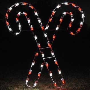 Holiday Lighting Specialists Crossed Candy Canes Light in Red / White 