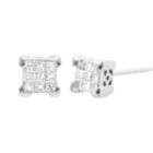 cttw Diamond Princess Composite Center Stud Earrings. 10K White 