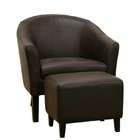 Wholesale Interiors Club Chair and Ottoman Set in Dark Brown Bonded 