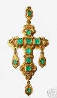Incredible Colombian Emerald & Gold Spanish Cross 18k  