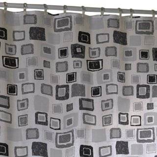  Rectangles Red Black White Fabric Shower Curtain: Home 