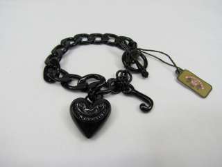 Juicy Couture Black Dreaming In Color Starter Bracelet w/ Puffed Heart 