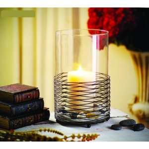   Candle Holder With Spring Metal and Glass REDGL07451