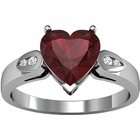    is Me 14K White Gold Heart Shaped Mozambique Garnet and Diamond Ring