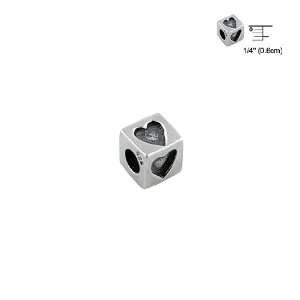  Sterling Silver Hearts Square Bead Jewelry