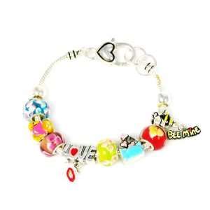  Pandora Style Bee Mine Valentine Charm Bracelet: Jewelry