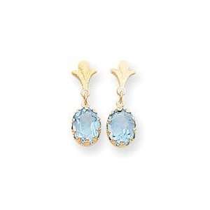  Blue Topaz Dangle Earrings in 14k Yellow Gold Jewelry