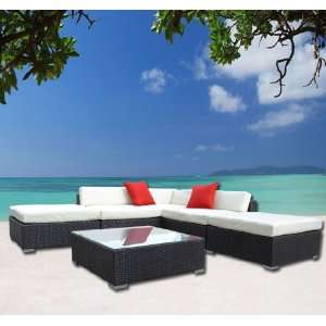   Rattan Wicker 6 pc Sofa Sectional Furniture Set: Patio, Lawn & Garden