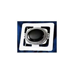 SOLID STERLING SILVER AND BLACK ONYX HANDMADE NAVAJO BELT BUCKLE. THIS 