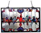 Stained Glass Tiffany Style Bird Family Window Panel Bi