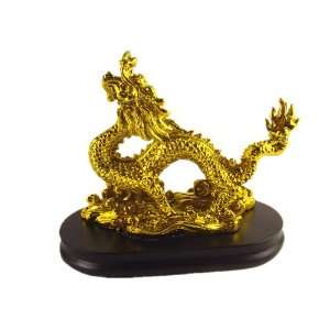  A Small Golden Victory Dragon with a Pearl for Feng Shui 