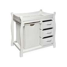 Badger Basket Changing Table with Hamper with 3 Baskets   White 