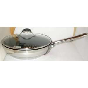 Frying Pan & Glass Lid Nonstick S/S 28cm dia 22cm Long Handle 