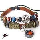 Ethnic leather hemp wristband bracelet tribal surf