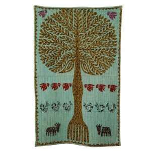 Pleasant Tree of Life Cotton Wall Hanging Tapestry with Pretty Patch 