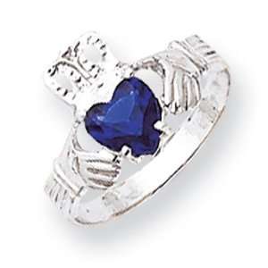    September Birthstone Claddaugh Ring in 14k White Gold Jewelry