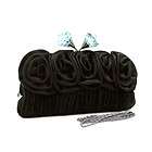 pleated evening bag clutch with rosettes large jeweled kiss lock