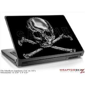 Medium Laptop Skin Chrome Skull on Black: Electronics