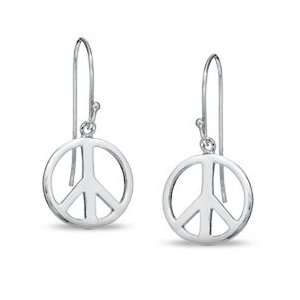   Sterling Silver Peace Sign Dangle Earrings SS DROP EARRINGS: Jewelry