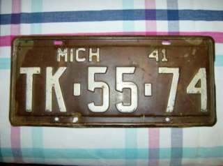 Michigan License Plates 2 Matching Pair +1941 Vintage  