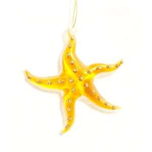   Crystal Starfish Christmas Ornament   Amber #W20022