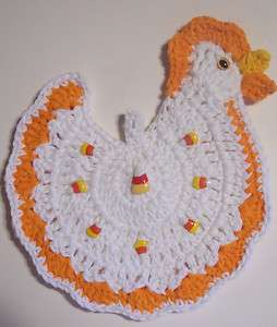 Crocheted Halloween Rooster Potholder Decoration  