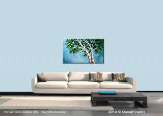 ORIGINAL Abstract LANDSCAPE Palette Knife Birch Tree Painting on 