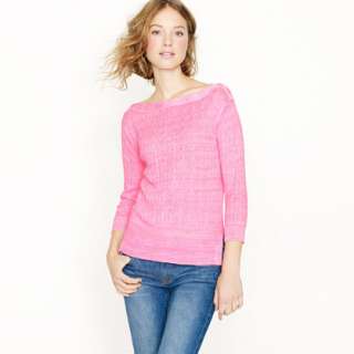 Garment dyed linen cable knit sweater   crewnecks & boatnecks   Women 