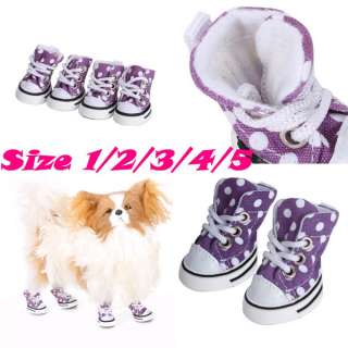   Dots Canvas Robber Shoes Sports Boots Pet Dog Puppy Sneaker  