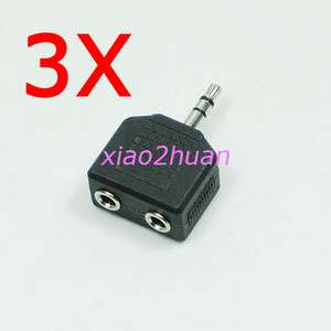 3X 3.5mm earphone audio jack 1to2 splitter adapter   