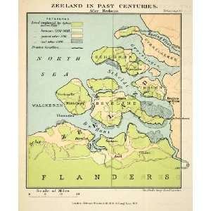  1902 Photolithographed Map Zeeland Netherlands Flanders 