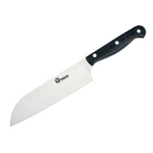 Boker Knives 8376 Santoku Fixed Blade Knife with Black Micarta Handles 