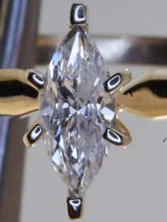 14k yellow gold GIA .45ct marquise diamond engagement ring 2.1g I1 E 