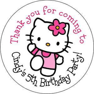   Kitty favor stickers personalized Birthday 2.5 round loot bag  