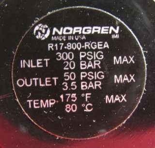 R17 800 RGEA Norgren Pneumatic Valve 300 psig Regulator  