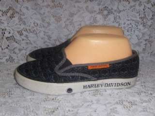 Womens Black HARLEY DAVIDSON Slip On Shoes 7~Skulls  