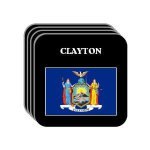 US State Flag   CLAYTON, New York (NY) Set of 4 Mini Mousepad Coasters