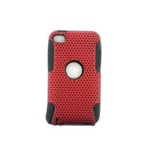 iPod Touch 4 Hybrid Case 2in1 Rubber Red Silicon Black [Retail 