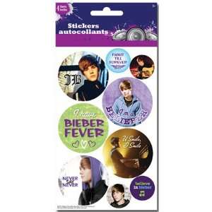    Justin Bieber Large Button Stickers   4 Sheets Toys & Games